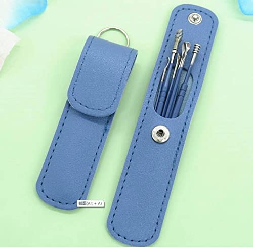 [Australia] - Ear Wax Remover,6 Pcs Premium Stainless Steel Ear Wax Removal Kit Ear Curette Ear Cleaner Tools for Children and Adult Earwax Removal Kit Cleaning Kit with Portable Bag (blue) blue 