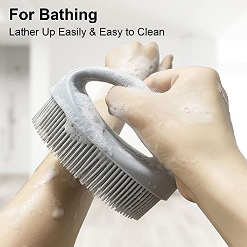 [Australia] - Silicone Body Scrubber Shower Brush Scrubbers Back Scrubber For Shower Showering Exfoliating Dry Body Brushing Skin Cellulite Brush Body Scrubbers For Use In Shower(Gray) Gray 