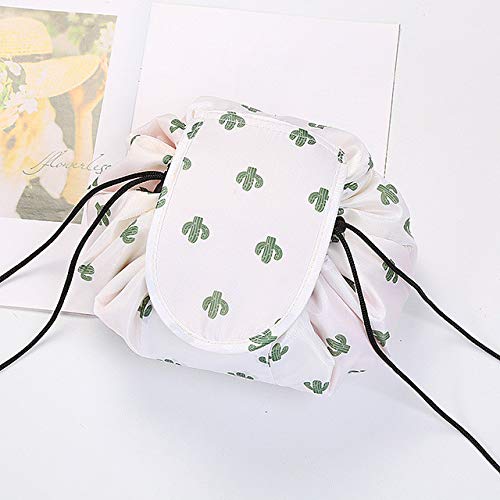 [Australia] - Toiletry bag travel cdrawstring cosmetic bag floral costmetic case foldable organizer easy to carry (grey) grey 