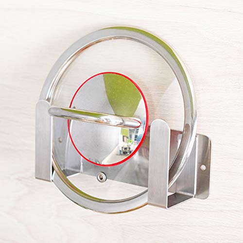 [Australia] - Pot Lid Rack, Wall Mounted 304 Stainless Steel Pan Lid Organizer Holder, 3M Self Adhesive, Kitchen Cooking Utensil Tool (Silver, Set of 2) Silver(set of 2) 
