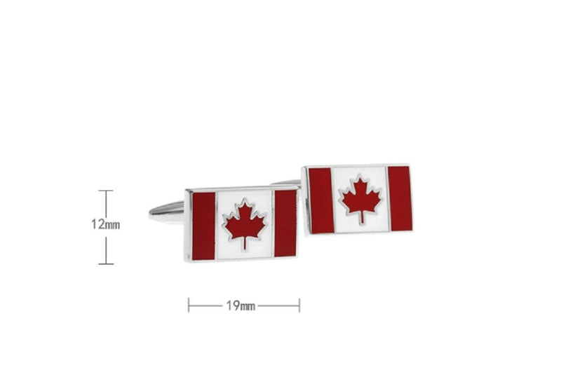 [Australia] - MRCUFF Presentation Gift Box Canada Flag Pair Cufflinks & Polishing Cloth 