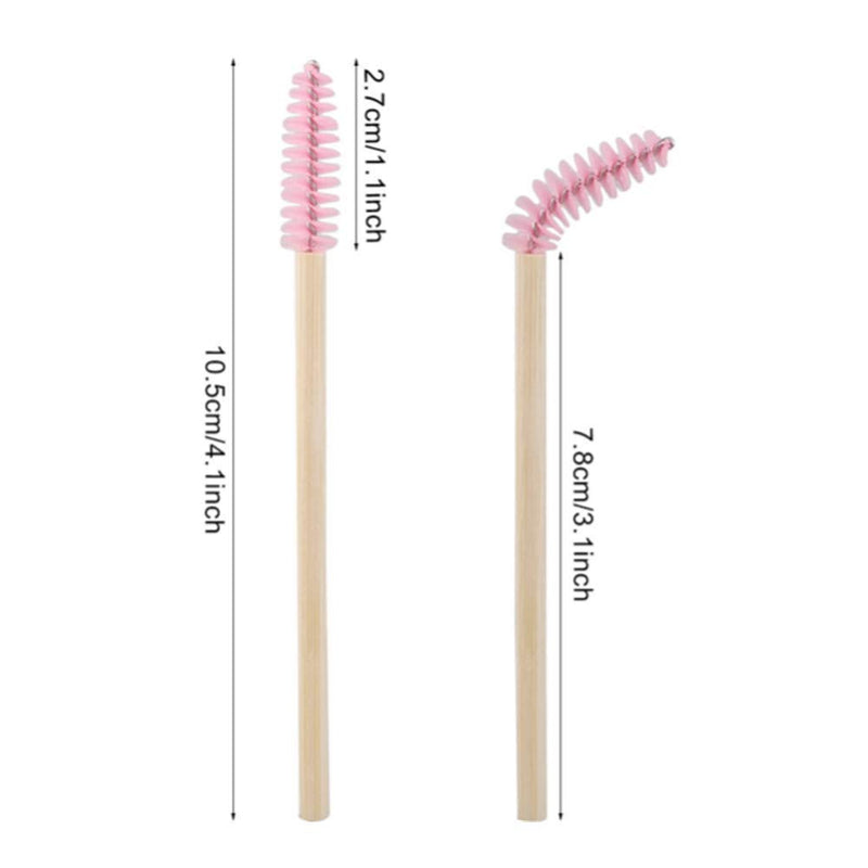 [Australia] - 100 PCS Pink Bamboo Eyelash Brushes Mascara Wands Eye Lash Eyebrow Applicator Cosmetic Makeup Brush Tool Kits 