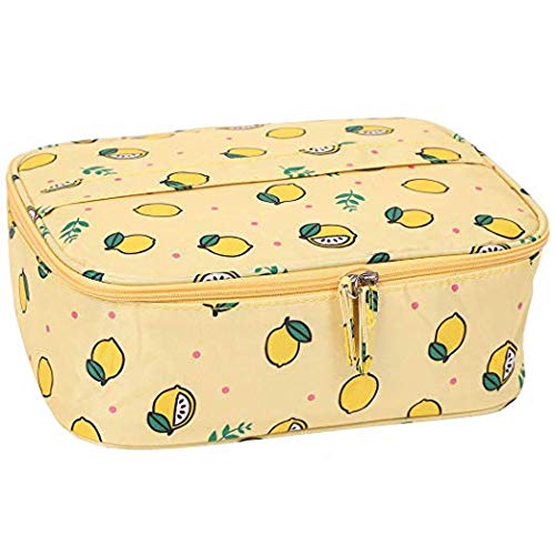 [Australia] - Cosmetic Bags, URBEST Portable Travel Makeup Cosmetic Bag Organizer Multifunction Case for Women Lemon Pattern (Yellow) Yellow 