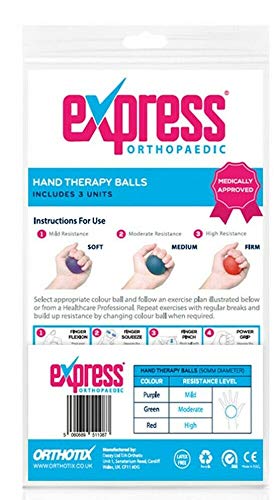 [Australia] - Express Orthopaedic® - Medically Approved Hand Therapy Balls/Resistance Squeeze Balls For Variable Strength & Rehabilitation SET OF 3 