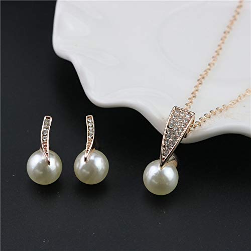 [Australia] - Womens Pearl Necklace Earrings Jewelry Set Shiny Crystal Pearls Necklace Dangle Earrings Jewelry Formal Dress Accessory for Bridesmaids & Brides Anniversary Wedding Party Jewelry Gifts A 