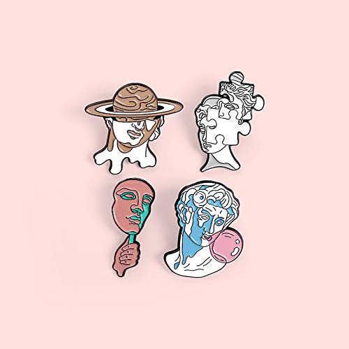 [Australia] - ROFARSO David Sculpture Enamel Pin Set Creative Vaporwave Brooch Pins Creative Mask Jigsaw Planet Puzzle Bubbles Lapel Pins Accessory for Clothes Backpacks Badges Hats Bags Gift 