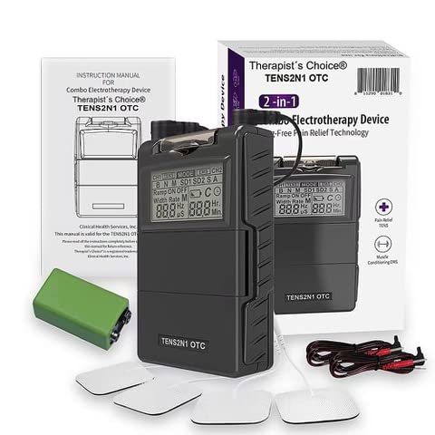 [Australia] - Therapist’s Choice TENS Unit and EMS Muscle Stimulator ComboOTC TENS Device with Accessories,Black 