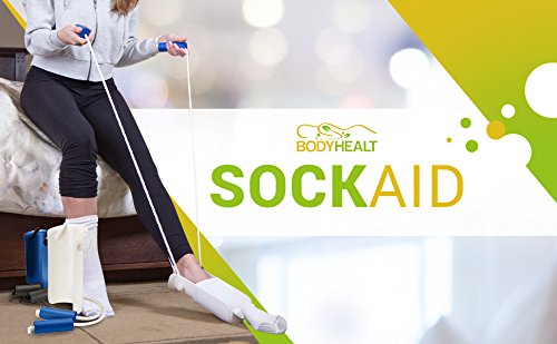 [Australia] - BodyHealt Sock Aid - Deluxe White Sock Assist & Sock Helper - easy on & Off Sockhorn - Sock-Aide Device - Sock Tool for Elderly, Senior, Pregnant, Diabetics - Sockpullers - Extends Reachup To 33" White 1 Pack 