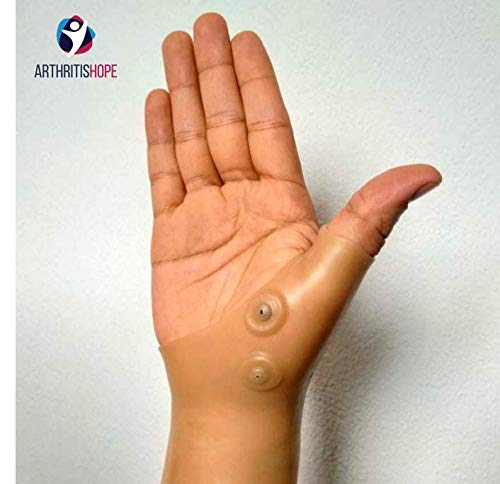 [Australia] - ArthritisHope Wrist and Thumb Support (Skin) - Magnetic Therapy Silicone Gel Glove Protector for Carpal Tunnel, Hand Tendonitis, Typing, Arthritis, Osteoarthritis & Rheumatoid arthritis Pair 