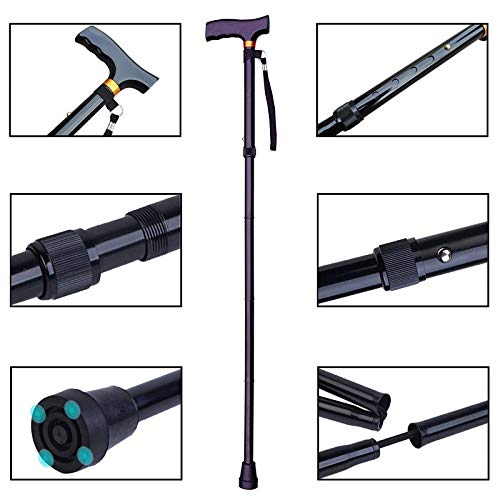 [Australia] - Folding Walking Sticks, Walking Stick Cane for Men Women,Portable Cane with T Handle Lightweight Height Adjustable,Non-Slip Base Black 