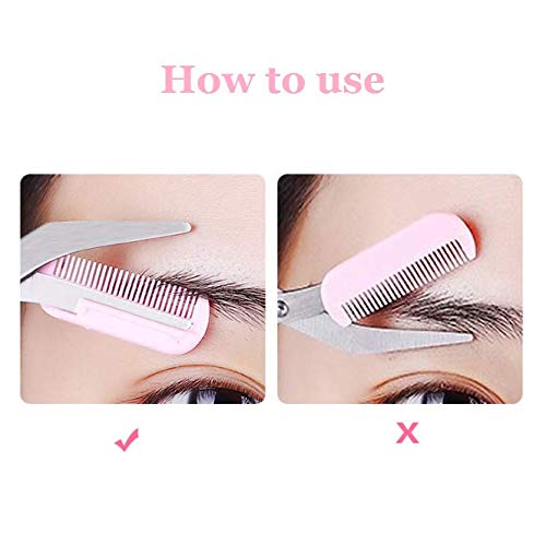 [Australia] - KDDOM 1 Pcs Stainless Steel Eyebrow Scissors With Comb,Curved Eyebrow Trimmer Grooming Small Scissors(Pink) 