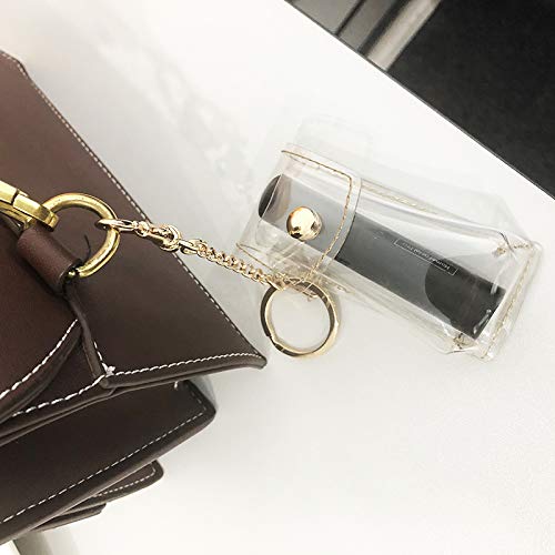 [Australia] - DGQ Clip-on Sleeve Chapstick Pouch Keychain Lipstick Holder 4 Pcs Clear Lipstick Case Holder Plastic Cosmetic Storage Kit Makeup Travel Cases Organizer Bag 