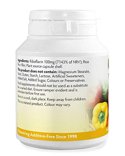[Australia] - Vitamin B2 100mg x 90 Capsules, Magnesium Stearate Free & No Nasty Additives, No-GMO, Vegan, Riboflavin Helps with Tiredness and Fatigue, Supports Energy Levels, Made in Wales 