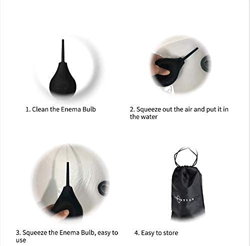 [Australia] - TEMONTIAN Enema Bulb Kit ，Anal Douche for Men Women Beginners， with 19.7in Hose+4 Nozzles (Black) Black 