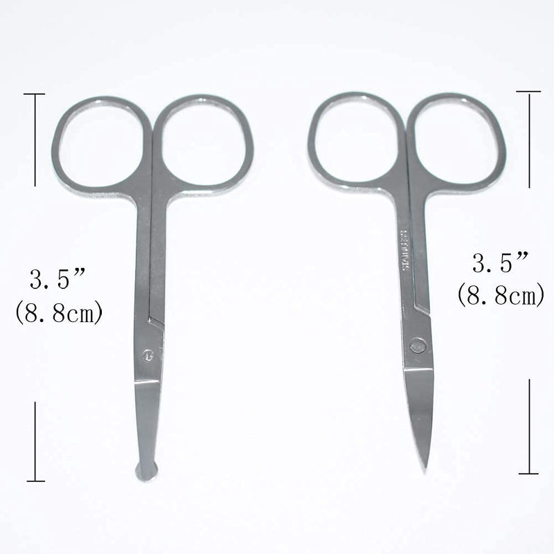 [Australia] - 2Pcs Nose Hair Scissors Set, for Nose Scissors Beard Moustache Eyelash Eyebrow Trimmer 