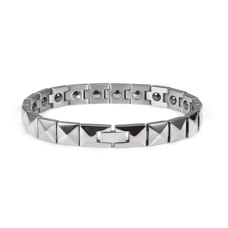 [Australia] - EnerMagiX Lymph Drainage Titanium Magnetic Bracelets for Men, Titanium Magnetic Bracelet with Magnets Bracelets Gift for Women Men(Silver) 