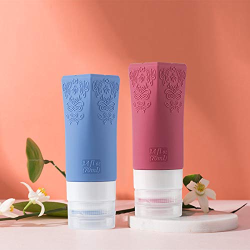 [Australia] - Cosmetic Travel Containers, Leakproof Silicone Travel Bottles Set, TSA Approved Travel Size Cosmetic Toiletries Containers Accessories Set for Shampoo Conditioner Facial Cleanser Cream 