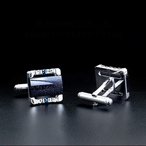 [Australia] - BagTu Shinning Galaxy Cufflinks and Tie Clip Set with Gift Box and Greeting Card, Strip Galaxy Dark Blue Cufflinks and Tie Clip Gift Set for Men 