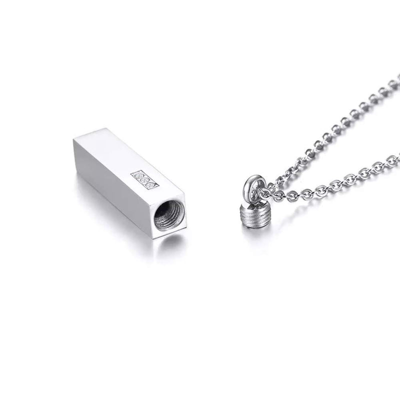 [Australia] - MEMORIALU Bar Strip Rectangle Stainless Steel Urn Necklaces for Ashes Cremation Jewelry Keepsake Memorial Pendant 