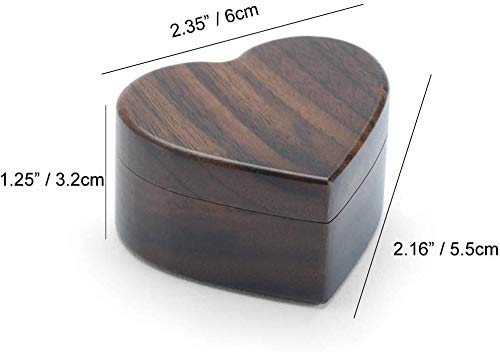 [Australia] - Black Walnut Wooden Engagement Ring Box, Solid Wood Heart Shaped Ring Box for Proposal Wedding 