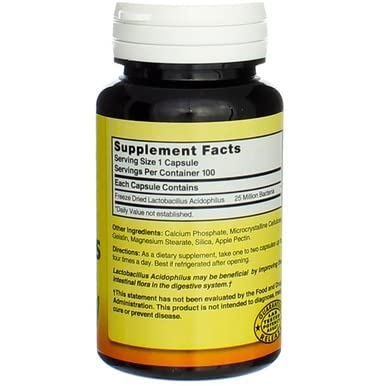 [Australia] - Freeze Dried Lactobacillus Acidophilus 100 Caps 100 Count (Pack of 1) 