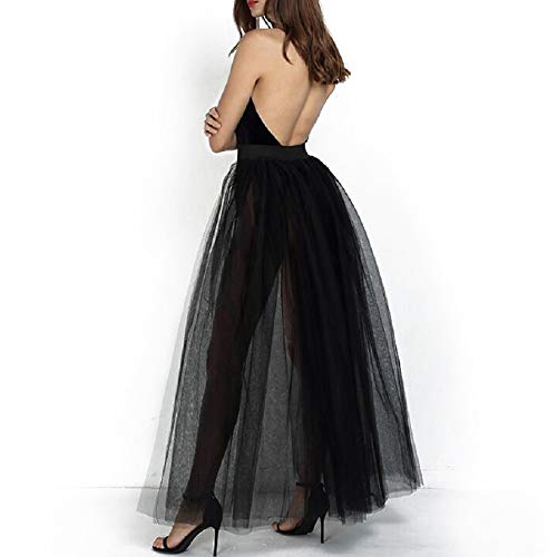 [Australia] - Women's Floor Length Puffy Tutu Tulle Skirt Fairy Fancy Dress Wedding Party Porm Long Skirts 54#black 