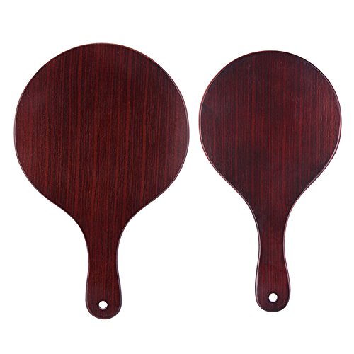 [Australia] - Moion Handmade Red Wooden Hand Mirror Women Makeup Mirrors, Vintage Portable Hanging Handle Mirrors (L) Large 