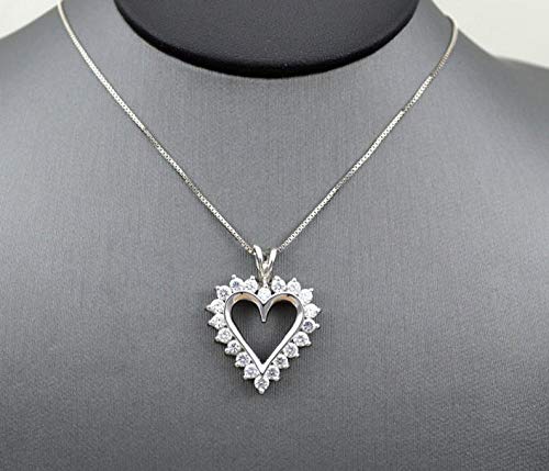 [Australia] - DTJEWELS 1.00 Ct Round Cut D/VVS1 Diamond Prong Set Heart Love Pendant 14K White Gold Finish 18" Chain Necklace Valentine Day Special 