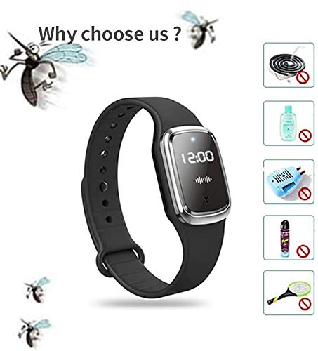 [Australia] - MZFANG Mosquito Repellent Bracelet Ultrasonic Anti Mosquito Repeller Wristband Watch USB charge Waterproof Portable for Children Adults (Black) Black 