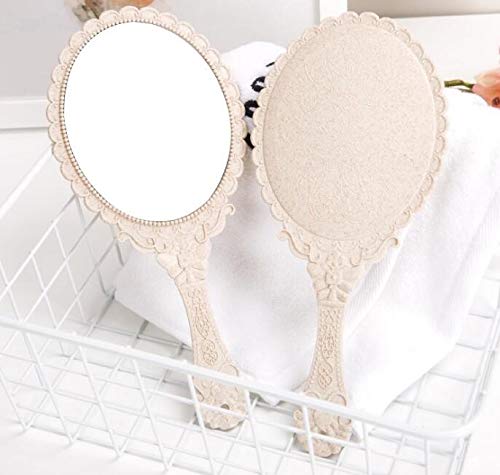 [Australia] - Hand Mirror Makeup Mirrors Handheld Decorative Personal Vintage Cosmetic Travel Mirrors (Beige) Beige 