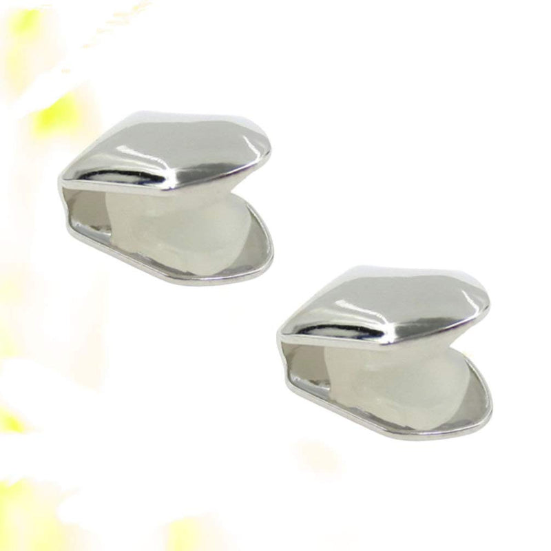 [Australia] - ULTNICE 2pcs Silver Single Tooth Fangs Cap Hip Hop Grills Single Teeth Caps Top Bottom Dental Grill 
