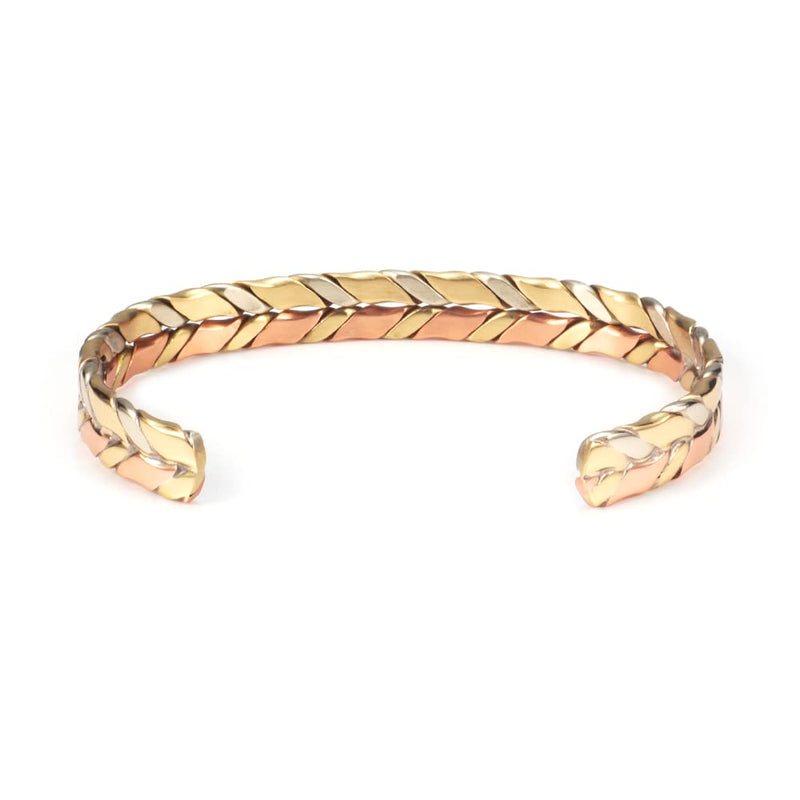 [Australia] - EnerMagiX Tri Tone Magnetic Copper Weave Bracelets for Women or Men, Copper Bangle with 8 Magnets, Adjustable Size, Women's Day Gift for Mom, Wife 