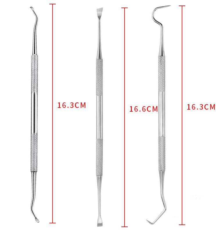 [Australia] - Dog Dental Tooth Tool,3 PCS Stainless Steel Dentist Teeth Cleaning Probe Tooth Scaler Scraper Double Headed Tarter Remover Scraper Pick Calculus Plaque Remover Repair 