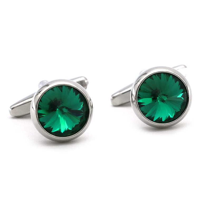 [Australia] - iGame Men's Luxury Crystal Cufflinks Green Color Stone Quality Wedding Cuff Links with Gift Box 