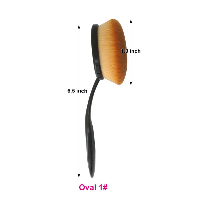 [Australia] - JOSALINAS Oval 1# Makeup Brush Upgraded Fast Flawless Application Toothbrush Foundation Concealer Blusher Liquid Cream Powder Cosmetic Blending Tool 1PC Oval 1# 