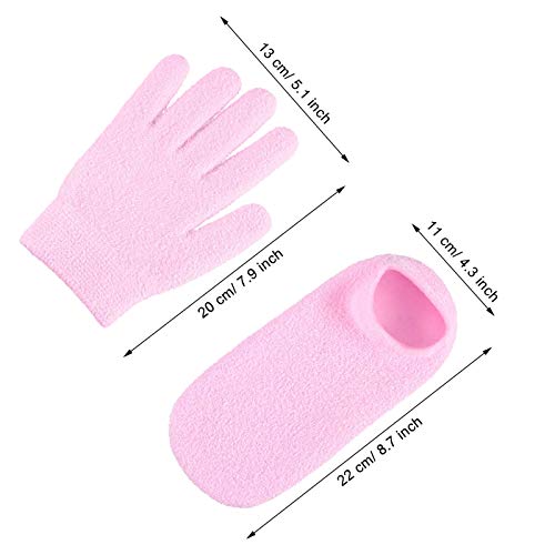 [Australia] - Fatuxz Moisturizing Gel Spa Socks Gloves Set for Soften Repairing Moisturizer Dry Cracked Hands Feet Skin Whitening Care Beauty Treatment Hydrating Cool Soft Silicone inside Pink 