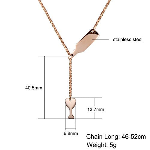 [Australia] - Jude Jewelers Stainless Steel Wine Bottle and Glass Sliding Charm Collar Cocktail Party Bar Necklace Rose Gold 