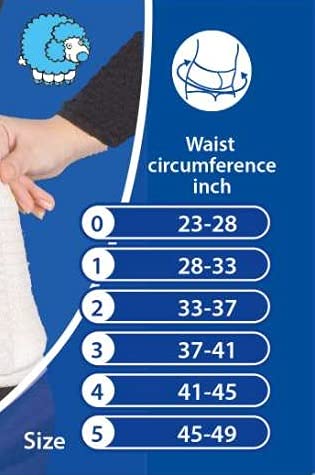 [Australia] - Merino Wool warming belt for lower back pain. Heating belt with Optimal Compression - for Men and Women. (#5 for Waist Circumference: 45-49 inch (116-125cm)) #5 for Waist Circumference: 45-49 inch (116-125cm) 