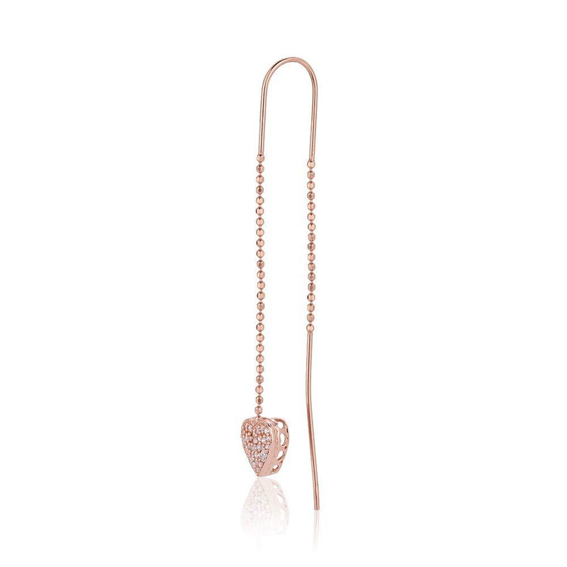 [Australia] - Vanbelle Rose Gold Plated 925 Sterling Silver Heart Threader Earrings With Cubic Zirconia Stones for Women and Girls 