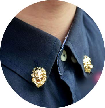 [Australia] - JoJo & Lin 18K Real Gold Plated Lion Head Casual Business Suit Shirt Collar Pin Brooch Tips Men Jewelry for him Silver Plated 
