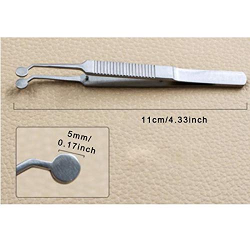 [Australia] - Premium Stainless Steel Arita Tauber Meibomian Gland Expressor Forceps Eyelid Massage Tweezers-Round Tip 