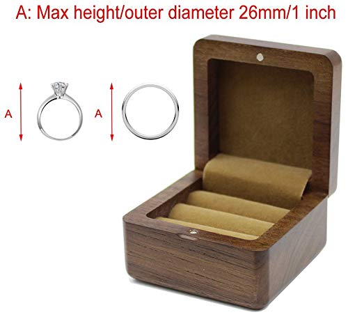 [Australia] - Black Walnut Wooden Engagement Double Ring Box, Solid Wood Square Double Rings Box for Wedding Ceremony Rings Storage 