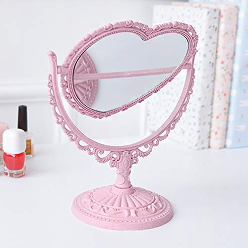 [Australia] - 7-Inch 3X Tabletop Vanity Mirror | Double Sided Magnifying Makeup Mirror with 360 Degree Rotation | Bathroom Bedroom Vanity Mirror (Pink, Heart-Shaped) Pink 