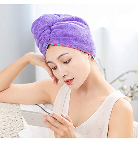 [Australia] - Hooshion Thickened Coral Velvet Dry Hair Cap Absorbent Quick-drying Hair Cap Bag Turban Dry Hair Towel Shower Cap Microfiber 