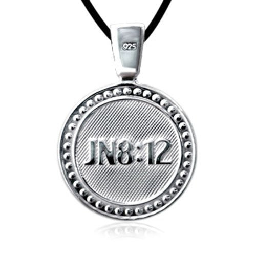 [Australia] - VENICEBEE CROSS CHI-RHO JESUS CHRIST NAME BIBLE VERSE JN8:12 STERLING SILVER MEDAL PENDANT 