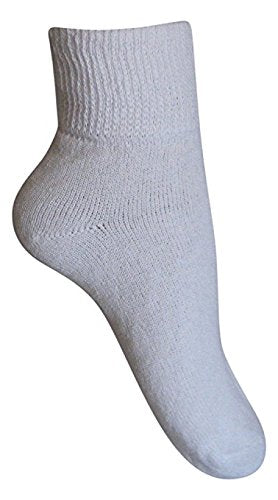 [Australia] - Diabetic Womens Ankle Socks (3 Pack), 9-11, White, Made in The USA 