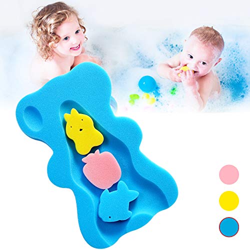 [Australia] - Infant Bath Sponge for Age 1-3Y Comfy Baby Bath Mat Skid Proof Newborn Bath Cushion (Blue) Blue 