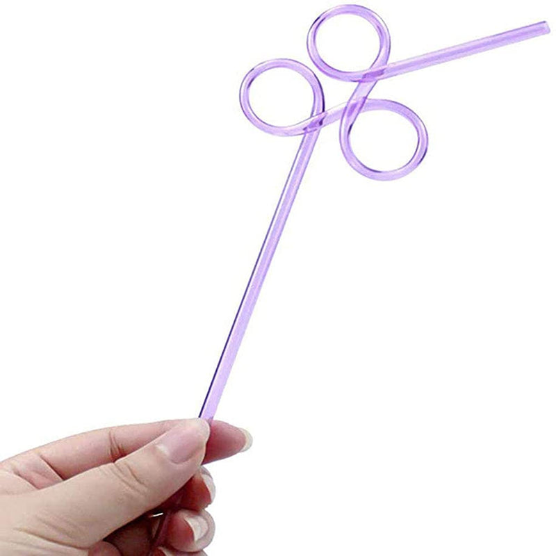 [Australia] - 20 Pcs Colorful Reusable Drinking Straws Curly Straws Crazy Straws for Kids/Adults/Home/Party (Colors and Styles are Sent Randomly) 