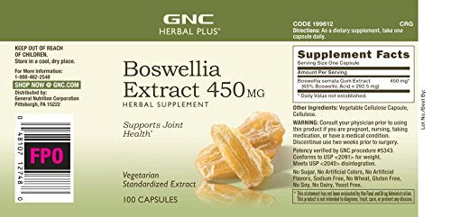 [Australia] - GNC Herbal Plus Boswellia Extract 450mg | Supports Joint Health | 100 Capsules 