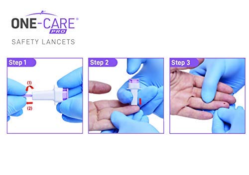 [Australia] - MediVena ONE-CARE PRO Safety Lancets, Top Push Button Activated, 28G x 1.5mm, 100/bx, Sterile, Gentle & Comfortable Sampling 